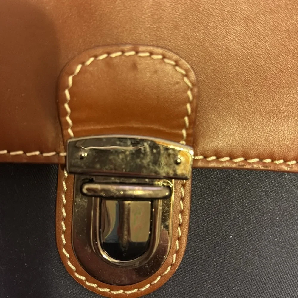 Baekgaard Navy and Brown Messenger Bag
